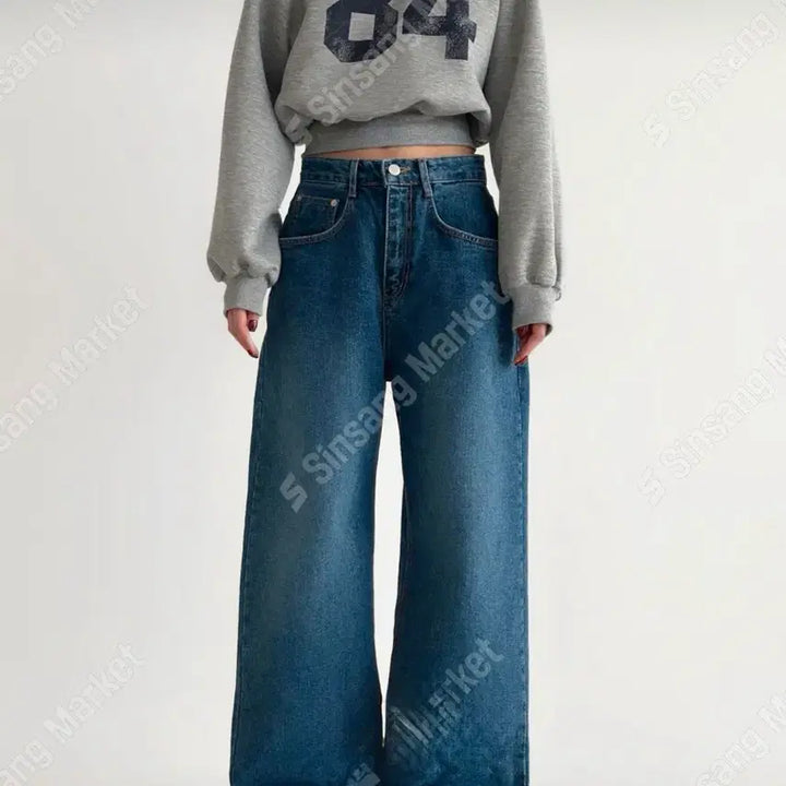 [BUNJANG] Wide Denim Jeans / 와이드 데님 청바지 새상품