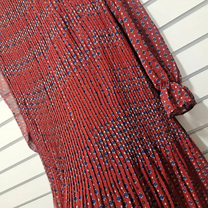 [BUNJANG] Pleated Long Dress Burgundy Pattern 77 / 플리츠 롱 원피스 버건디 패턴 77/옷장꾸미기