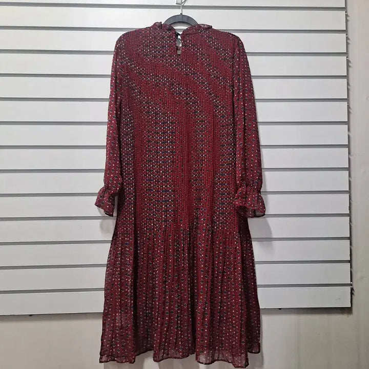 [BUNJANG] Pleated Long Dress Burgundy Pattern 77 / 플리츠 롱 원피스 버건디 패턴 77/옷장꾸미기
