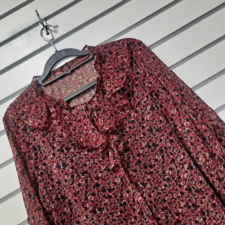 [BUNJANG] ODV Floral Frill Blouse - Red / ODV 플라워 패턴 프릴 블라우스 레드 77/옷장꾸미기