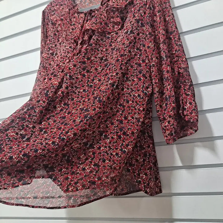 [BUNJANG] ODV Floral Frill Blouse - Red / ODV 플라워 패턴 프릴 블라우스 레드 77/옷장꾸미기
