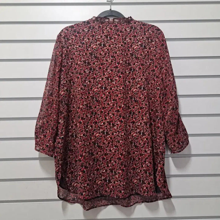 [BUNJANG] ODV Floral Frill Blouse - Red / ODV 플라워 패턴 프릴 블라우스 레드 77/옷장꾸미기