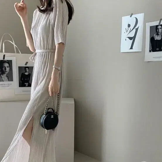 [BUNJANG] 데일리룩 플리츠 롱 원피스m사이즈 / 데일리룩 플리츠 롱 원피스m사이즈