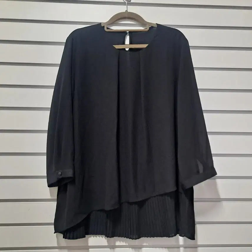 [BUNJANG] ELLEN TRACY Pleated Layered Blouse / ELLEN TRACY 블랙 플리츠 레이어드 블라우스77/옷장꾸미기