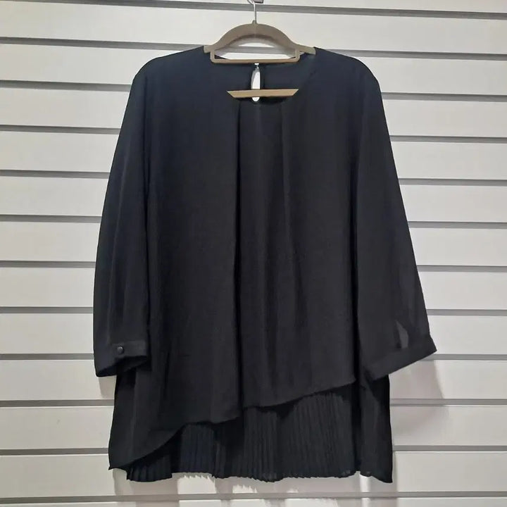 [BUNJANG] ELLEN TRACY Pleated Layered Blouse / ELLEN TRACY 블랙 플리츠 레이어드 블라우스77/옷장꾸미기