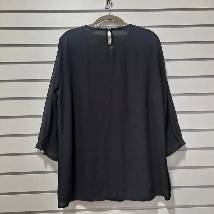 [BUNJANG] ELLEN TRACY Pleated Layered Blouse / ELLEN TRACY 블랙 플리츠 레이어드 블라우스77/옷장꾸미기