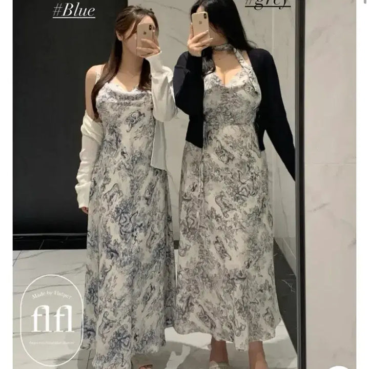 [BUNJANG] Flatper Toile Long Dress - Blue / 새상품) 플랫퍼 뜨왈 원피스 블루 색상 팝니당