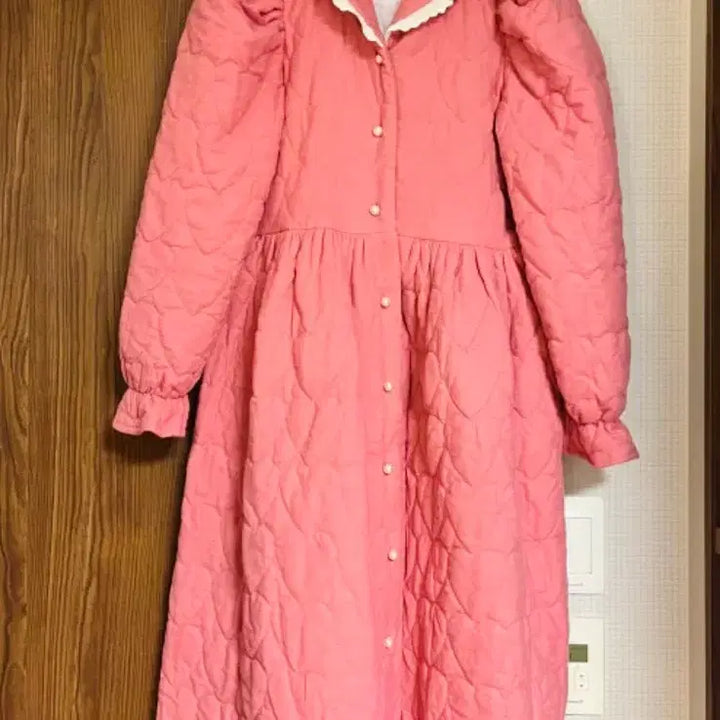 [BUNJANG] Lace Collar Long Heart Quilted Dress / 무배&amp;택포