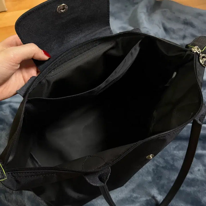 [BUNJANG] Longchamp Le Pliage Green M Shoulder Bag Black / 롱샴 르플리아쥬 그린 M 숄더백 블랙