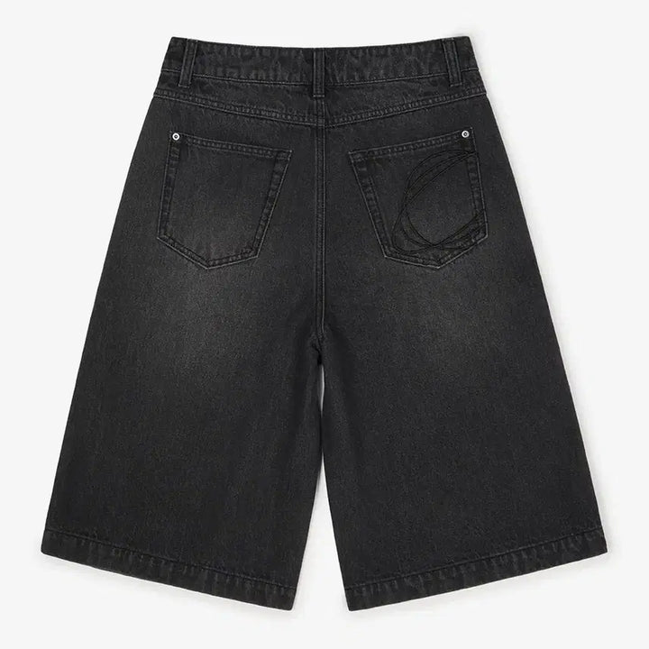 [BUNJANG] Not Only for Today Denim Bermuda Shorts [Washed Black] / 낫 온리 포 투데이 데님 와이드 버뮤다 쇼츠 [워시드 블랙]
