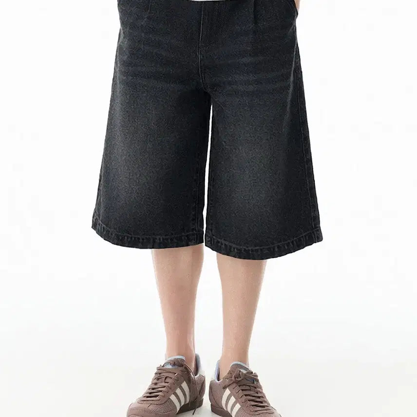 [BUNJANG] Not Only for Today Denim Bermuda Shorts [Washed Black] / 낫 온리 포 투데이 데님 와이드 버뮤다 쇼츠 [워시드 블랙]