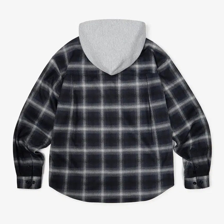 [BUNJANG] Not Only For Today Hooded Check Shirt Outer [Navy] / 낫온리포투데이 후디드 체크 셔츠 아우터 [네이비]