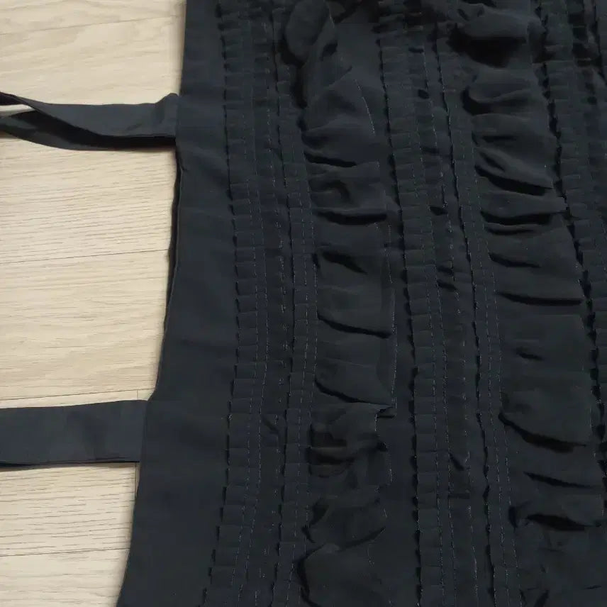 [BUNJANG] Black Frill Strap Long Dress / 블랙 프릴 끈 롱 원피스(새옷)