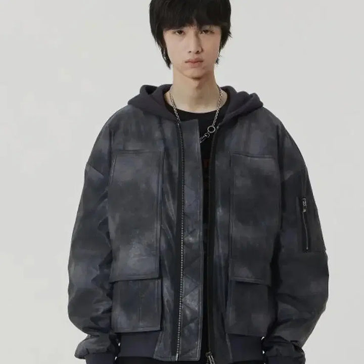 [BUNJANG] Maison Mineed Crack Fold Leather Hooded Jacket / [L] 메종미네드 자켓 CRACK FOLD LEATHER HOOD-1