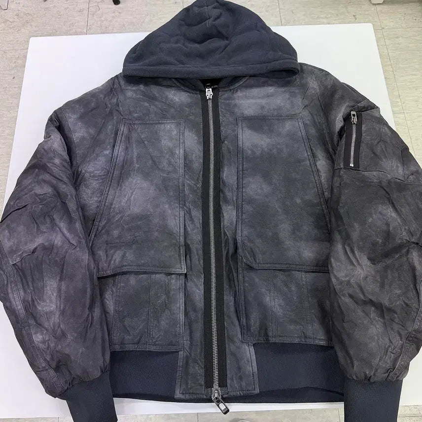 [BUNJANG] Maison Mineed Crack Fold Leather Hooded Jacket / [L] 메종미네드 자켓 CRACK FOLD LEATHER HOOD-1