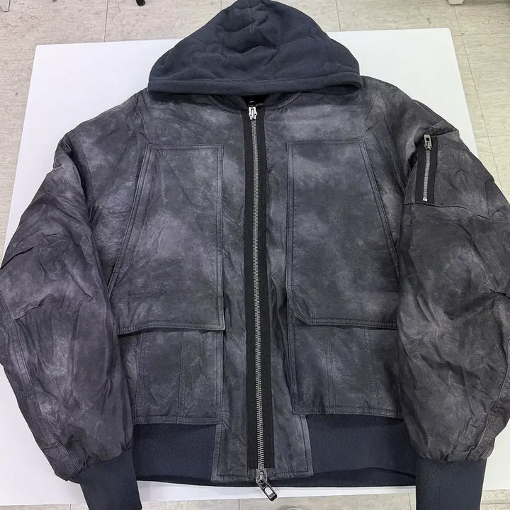 [BUNJANG] Maison Mineed Crack Fold Leather Hooded Jacket / [L] 메종미네드 자켓 CRACK FOLD LEATHER HOOD-1