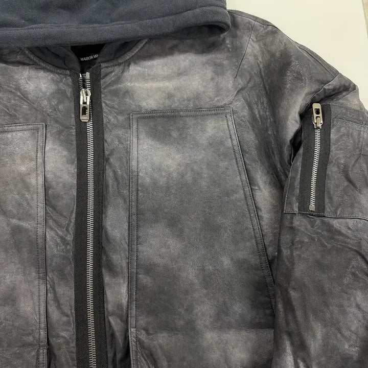 [BUNJANG] Maison Mineed Crack Fold Leather Hooded Jacket / [L] 메종미네드 자켓 CRACK FOLD LEATHER HOOD-1