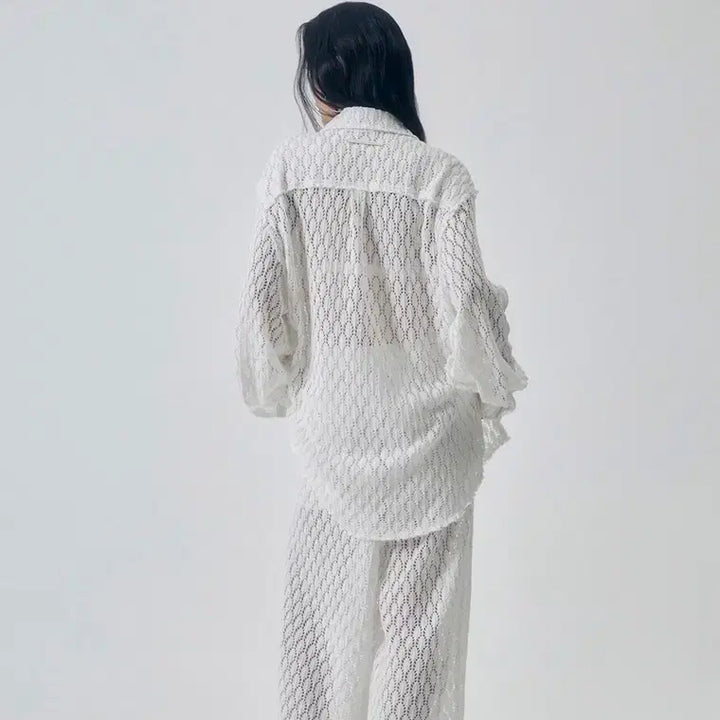 [SOLD OUT] 트리밍버드 Lace Embellished Set-up Shirt 화이트