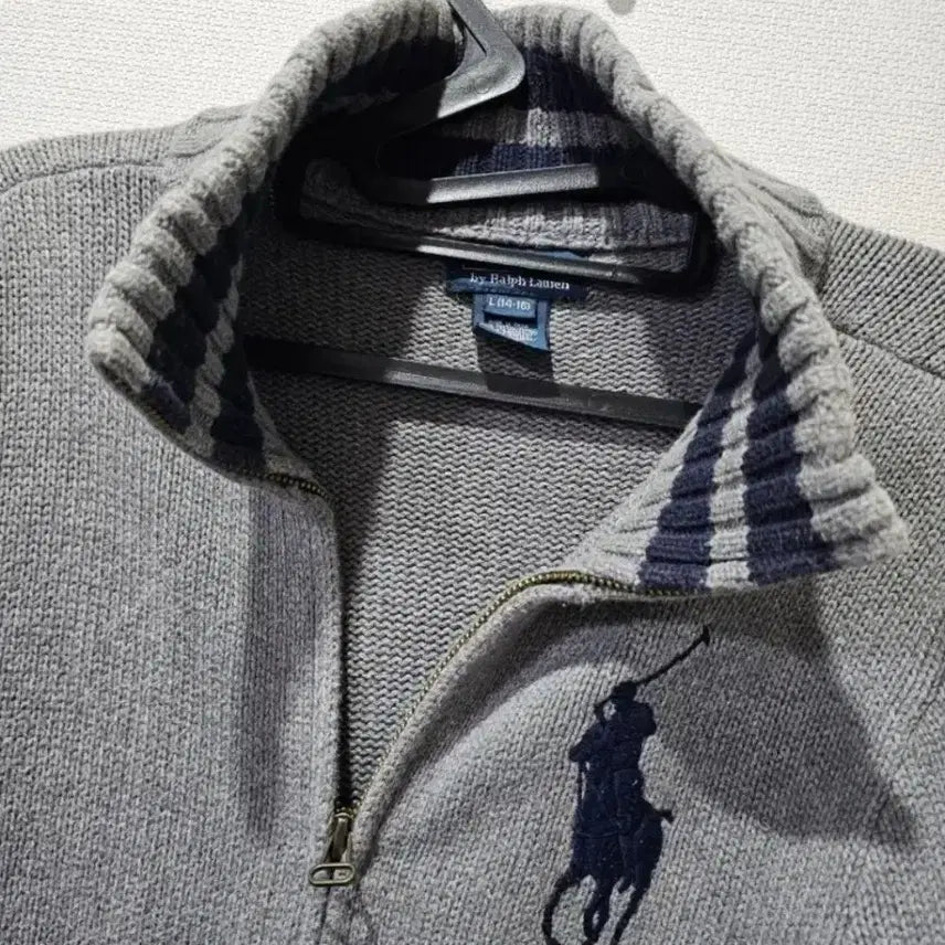 [BUNJANG] Polo Ralph Lauren Big Pony Grey Knit Zip-Up Size S (90) / 폴로 빅포니 그레이 니트집업 90 / S
