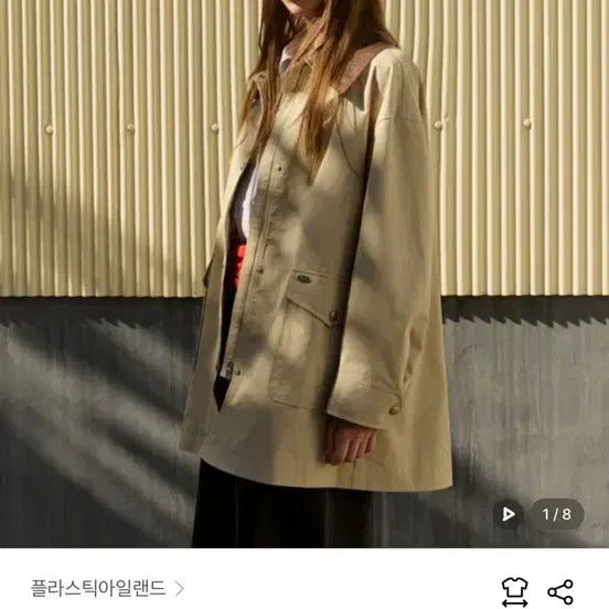 [BUNJANG] Plastic Island Faux Leather Safari Jumper / [오늘만 5만원]플라스틱 아일랜드 페이크 레더 카라 사파리형 점퍼 S