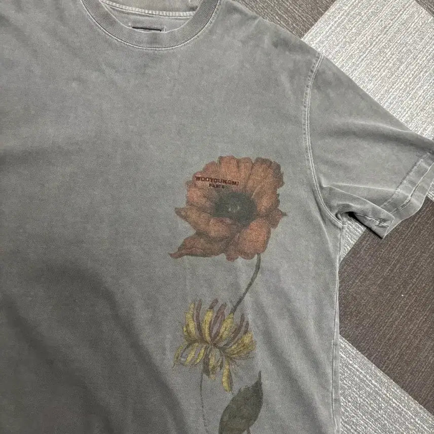 [BUNJANG] Wooyoungmi 25SS Oversized Flower Print T-shirt / 우영미 25ss 오버핏 플라워 반팔 48