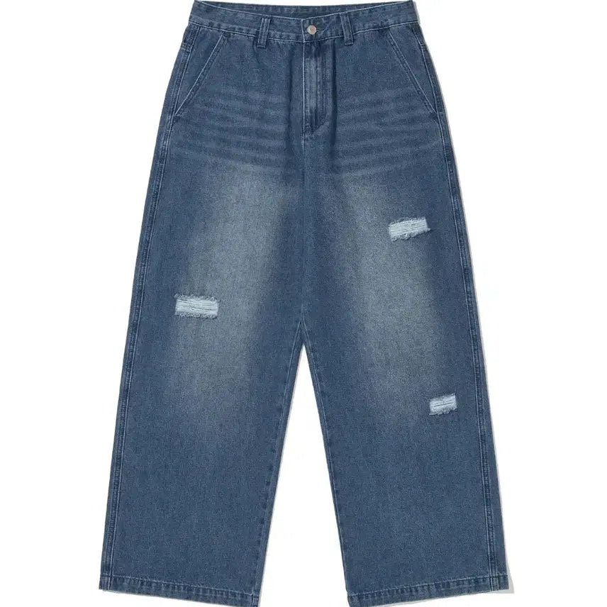 [BUNJANG] Urban D Type Wide Denim Pants / 어반디타입 데미지  와이드 데님 팬츠