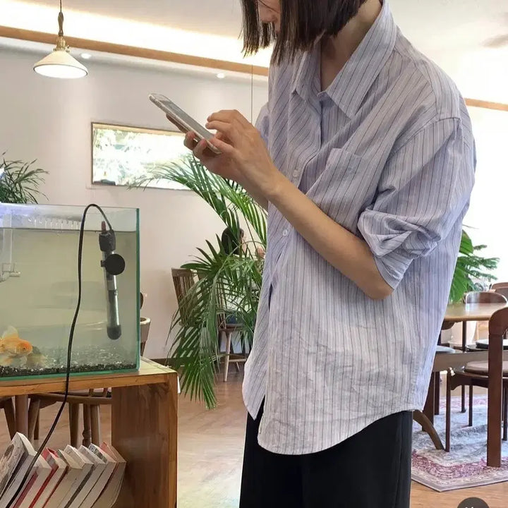 [BUNJANG] Aube Ue Striped Shirt / Aube Ue  스트라이프 셔츠