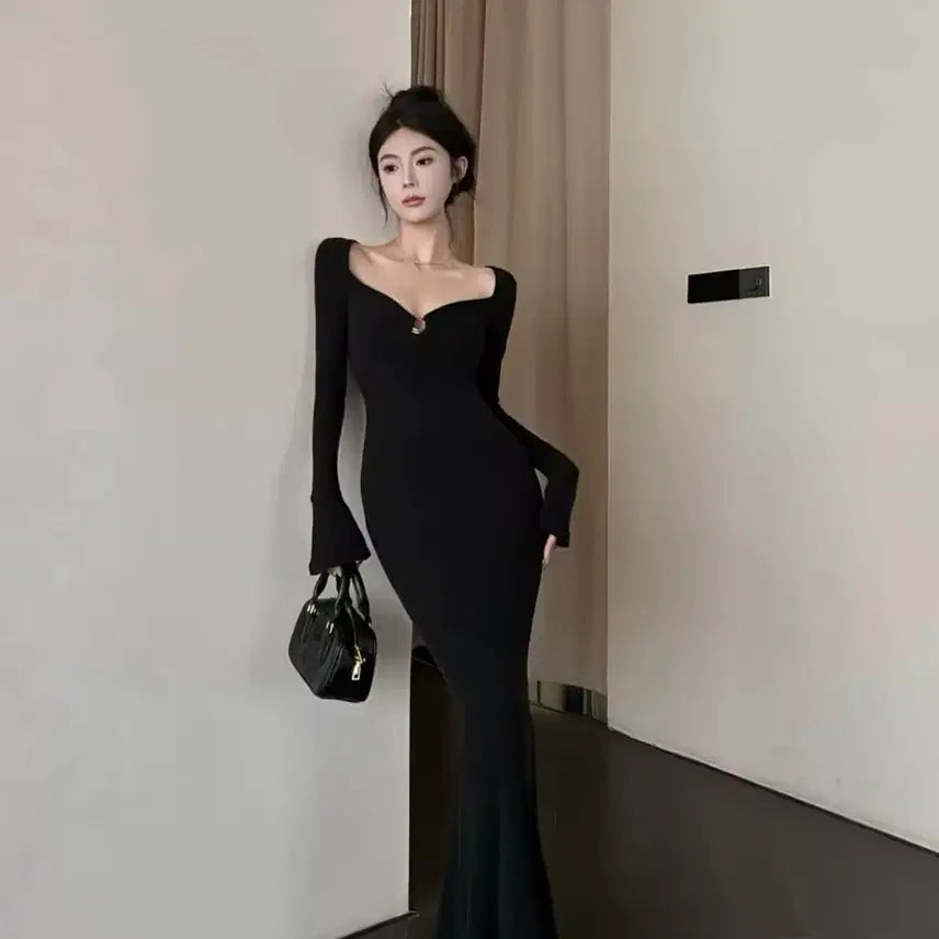 [BUNJANG] Black Mermaid Fishtail Long Dress / (당일발송)4만원대 상품 new 피쉬테일 블랙 머메이드 롱원피스