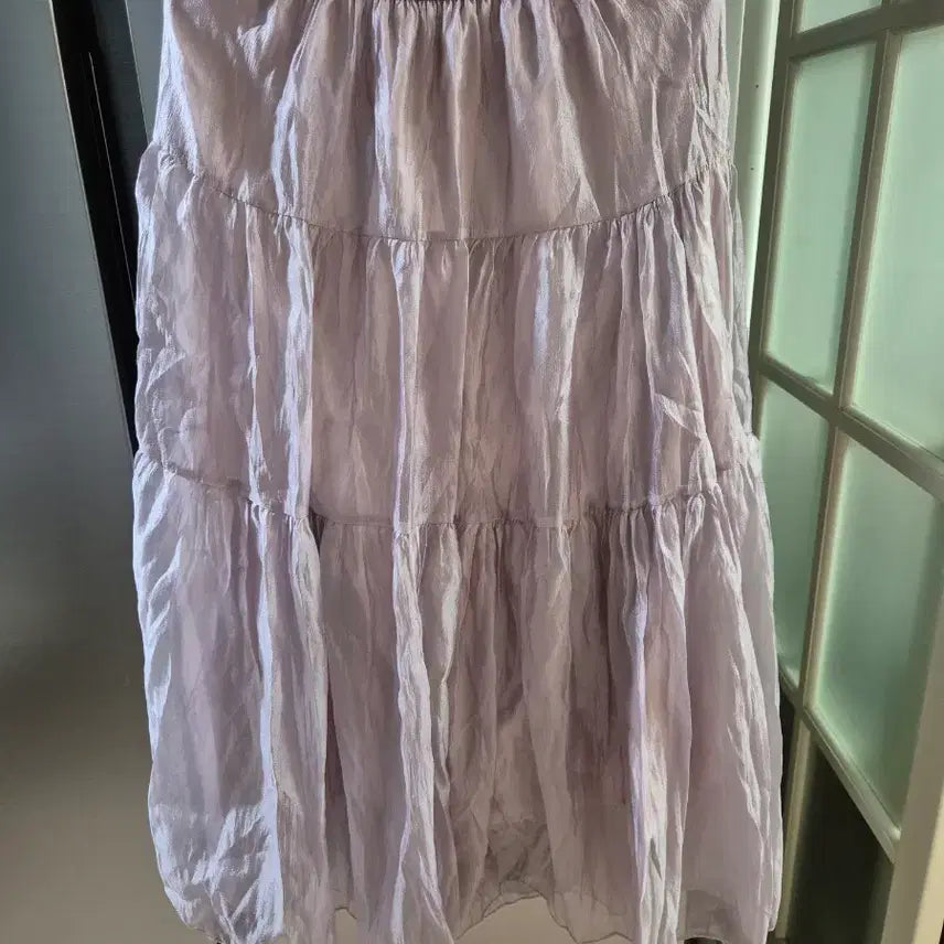 [BUNJANG] Long Tiered Chiffon Skirt / 민트색, 연보라색 펄 롱스커트 44~슬림77까지/샤스커트