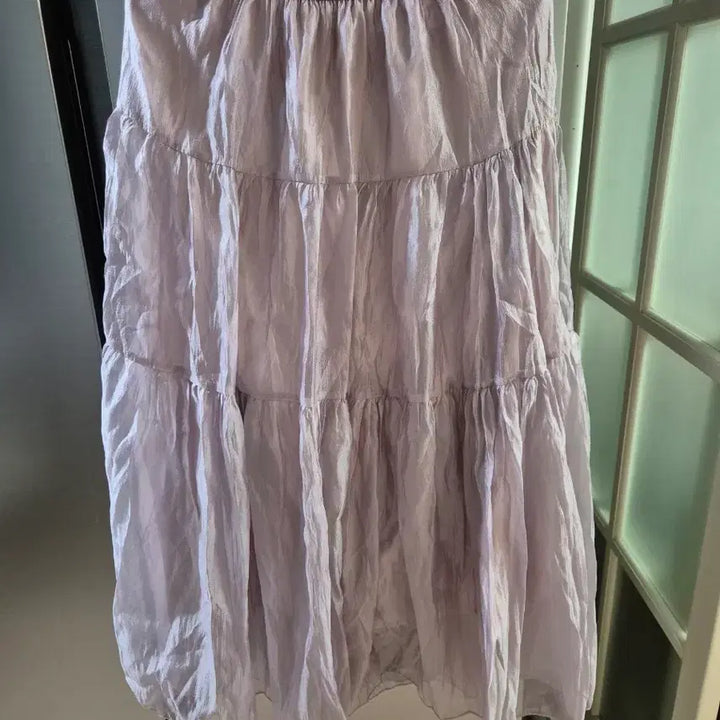 [BUNJANG] Long Tiered Chiffon Skirt / 민트색, 연보라색 펄 롱스커트 44~슬림77까지/샤스커트