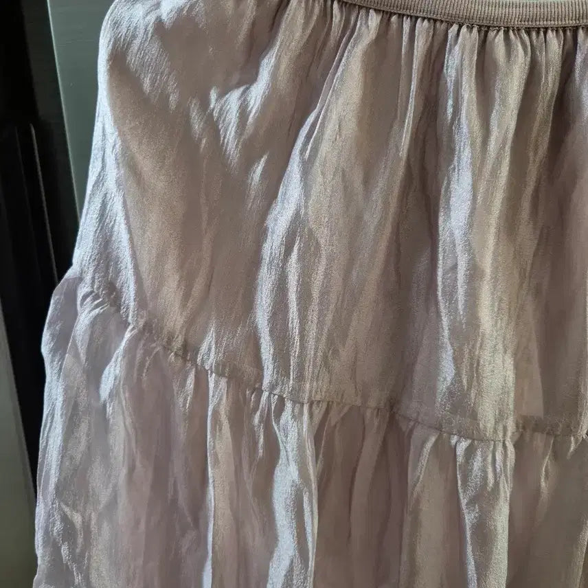 [BUNJANG] Long Tiered Chiffon Skirt / 민트색, 연보라색 펄 롱스커트 44~슬림77까지/샤스커트
