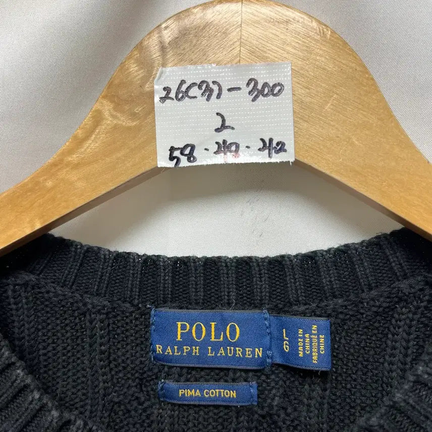 [BUNJANG] Polo Ralph Lauren Cable Knit Black Short Sleeve / [정품/우먼스L] 폴로 랄프로렌 케이블 꽈배기 블랙 니트 반팔