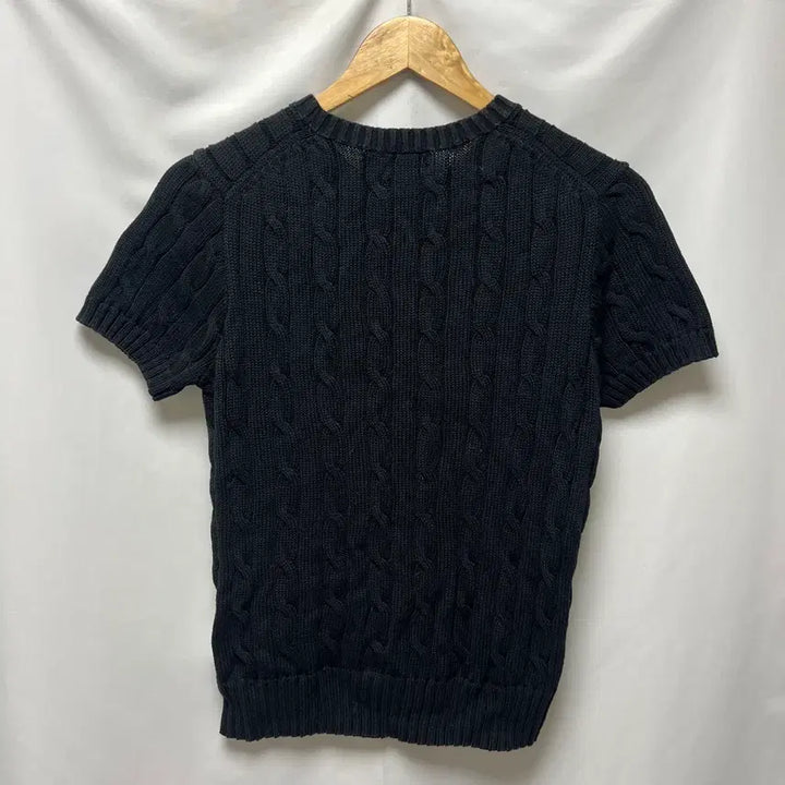[BUNJANG] Polo Ralph Lauren Cable Knit Black Short Sleeve / [정품/우먼스L] 폴로 랄프로렌 케이블 꽈배기 블랙 니트 반팔