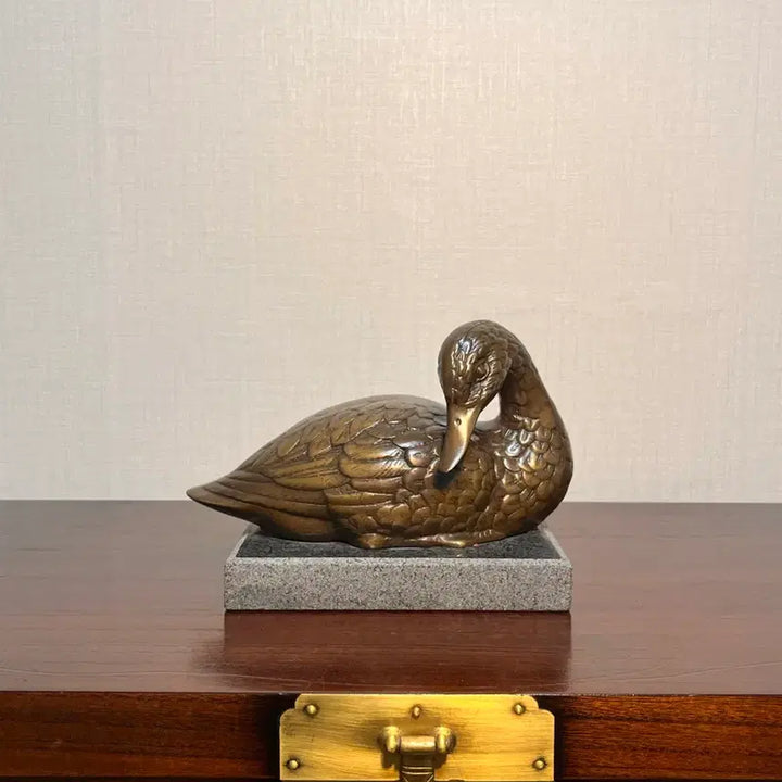 [BUNJANG] Bronze Mallard Duck with Marble Base / 동브론즈 청둥오리(대리석 좌대)