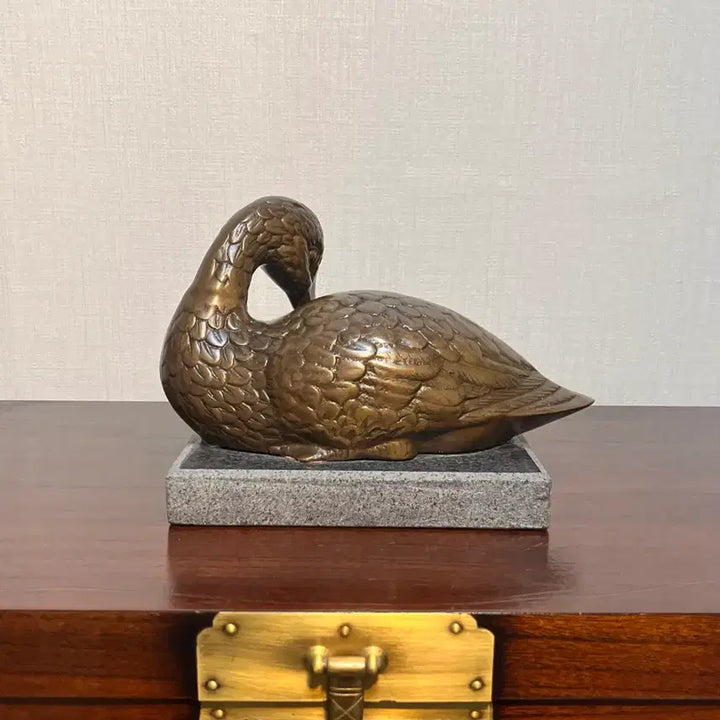 [BUNJANG] Bronze Mallard Duck with Marble Base / 동브론즈 청둥오리(대리석 좌대)
