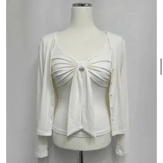 [BUNJANG] Sera Tie Design Tank Top Cardigan Set / 세라 타이 나시 가디건 새상품