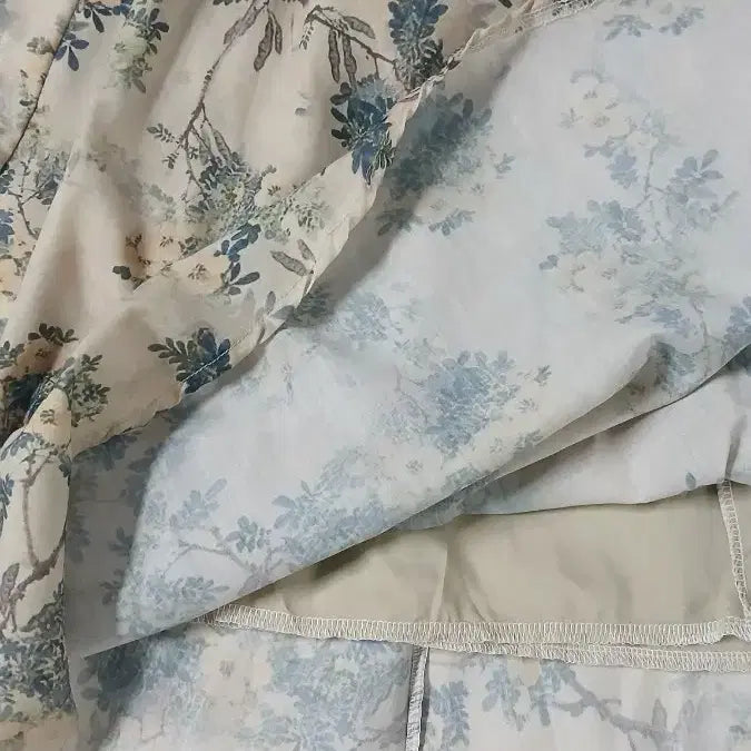 [BUNJANG] Floral Pattern Two-Piece Set / 플라워 패턴 블라우스 스커트 투피스