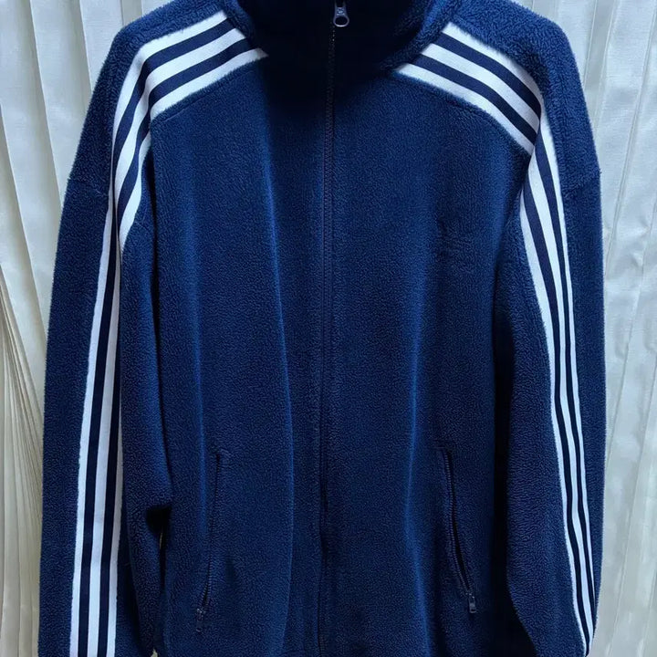 [BUNJANG] Adidas Navy 3-Stripes Velour Fleece Track Top BB TT S / 아디다스 네이비 삼선 벨루어 후리스 플리스 트랙탑 BB TT S