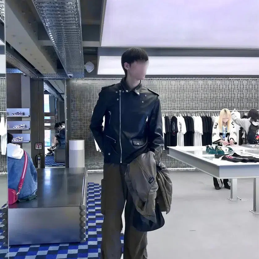 [BUNJANG] Leatherpark Double Rider Leather Jacket / [세탁O] 레더파크 더블라이더 가죽자켓