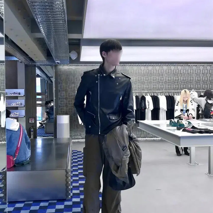 [BUNJANG] Leatherpark Double Rider Leather Jacket / [세탁O] 레더파크 더블라이더 가죽자켓