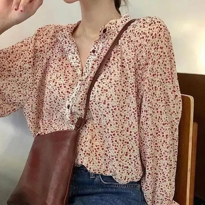 [SOLD OUT] 스키니피그(SKNNYPIG) 시스루 플라워 블라우스 프리사이즈
