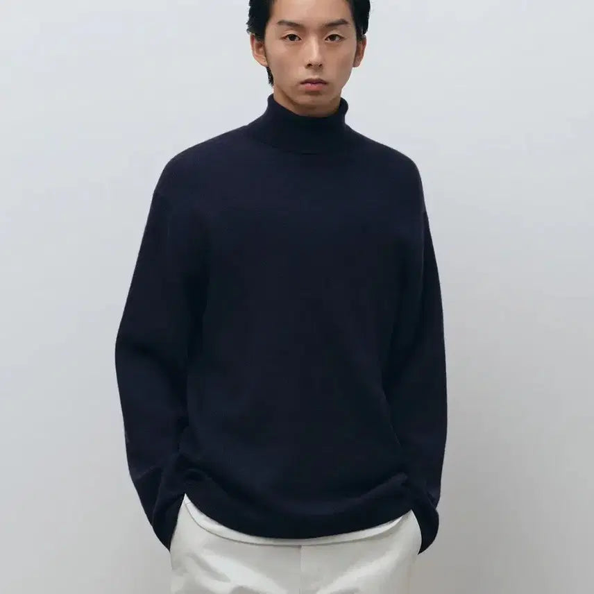 [BUNJANG] Musinsa Standard Minimal Turtleneck Knit Navy / 무탠다드 미니멀 터틀넥 니트 네이비