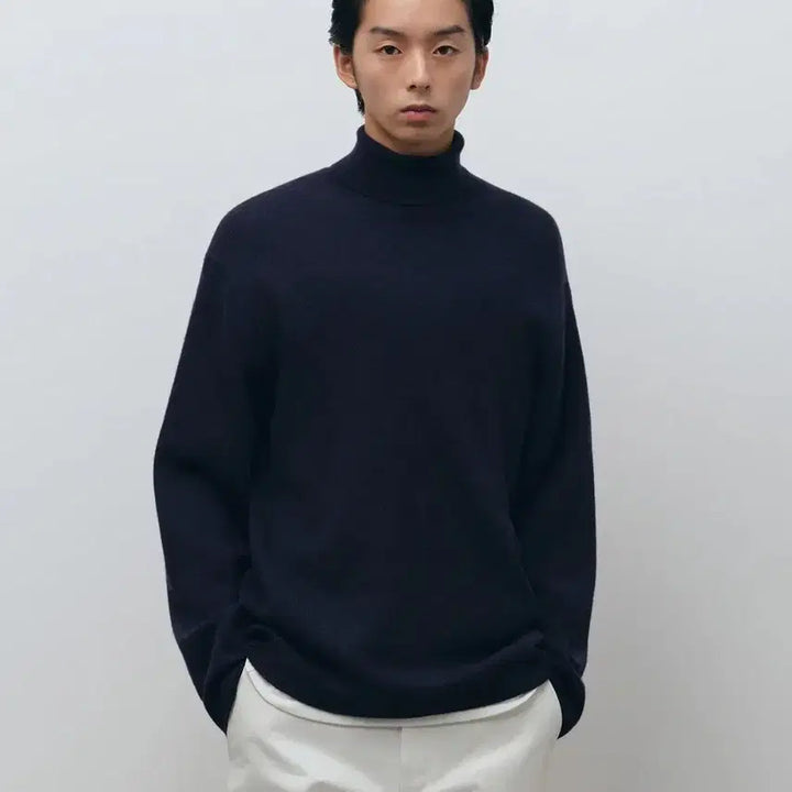 [BUNJANG] Musinsa Standard Minimal Turtleneck Knit Navy / 무탠다드 미니멀 터틀넥 니트 네이비