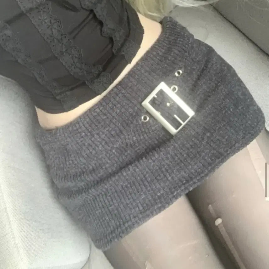 [BUNJANG] SZEN Gant Belt Knit Skirt (Dark Gray) / 스젠 Gant Belt Knit Skirt (dark gray) 판매