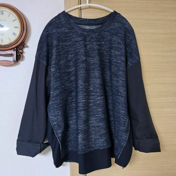 [SOLD OUT] 구호(KUHO) 멜란지 소매 배색 블라우스
