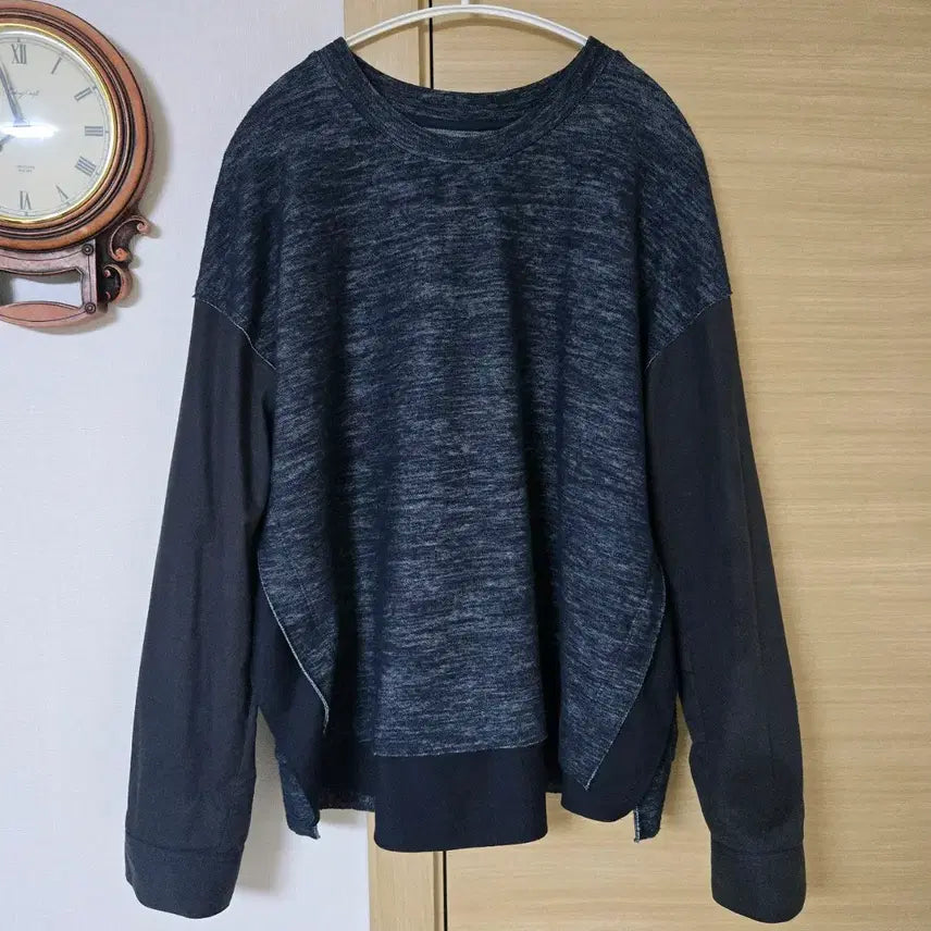 [SOLD OUT] 구호(KUHO) 멜란지 소매 배색 블라우스