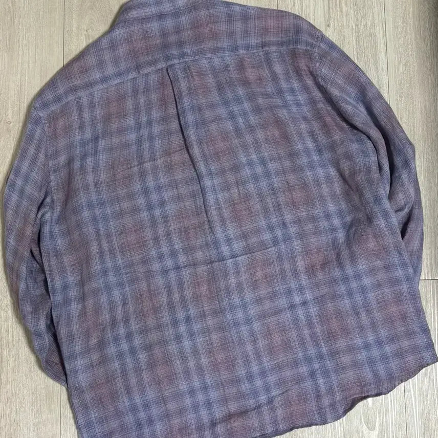 [BUNJANG] Hatching Room Museum Linen Check Shirt / [3]해칭룸 뮤지엄 셔츠 린넨 체크 퍼플