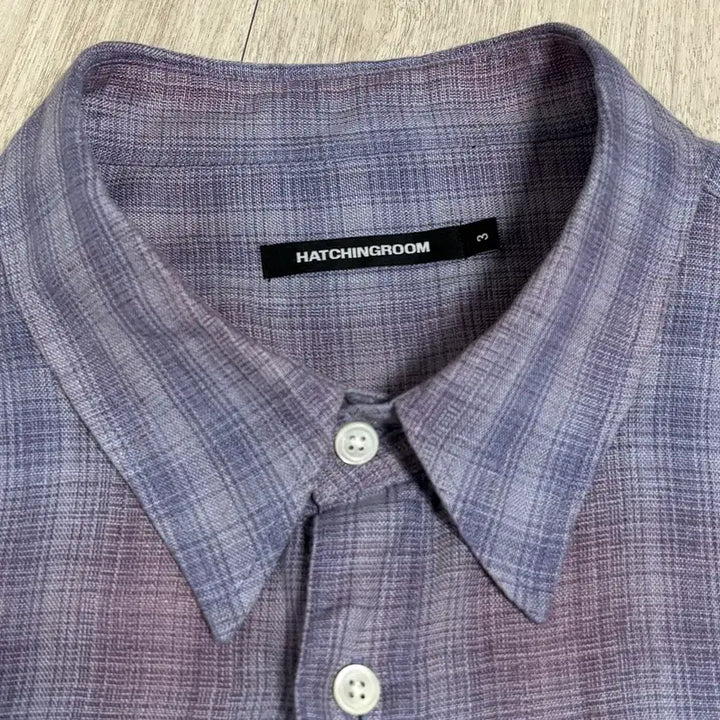 [BUNJANG] Hatching Room Museum Linen Check Shirt / [3]해칭룸 뮤지엄 셔츠 린넨 체크 퍼플