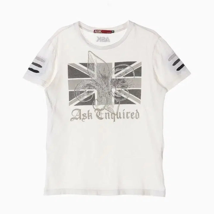 [BUNJANG] ASK Union Jack Graphic T-Shirt White Medium / ASK 유니언잭 그래픽 반팔티 M