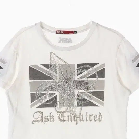 [BUNJANG] ASK Union Jack Graphic T-Shirt White Medium / ASK 유니언잭 그래픽 반팔티 M